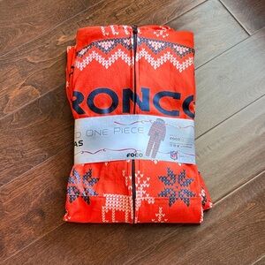 NEW! FOCO Denver Broncos Ugly Pattern One Piece Pajamas